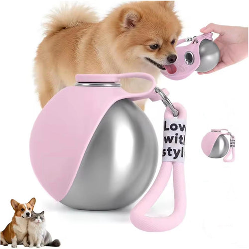 Gourde nomade Olva pour chien avec petit chien en balade