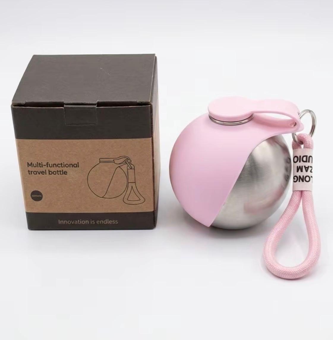 Gourde nomade Olva rose avec boîte packaging